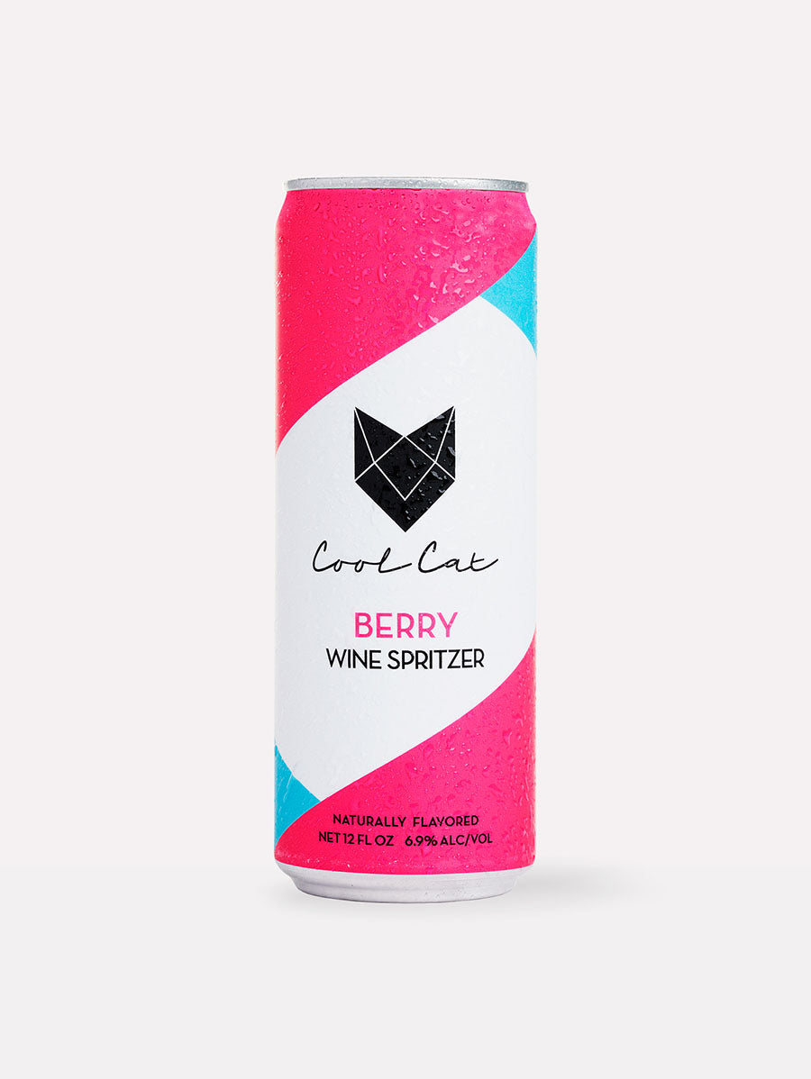 A can of Cool Cat Berry Wine Spritzer.
