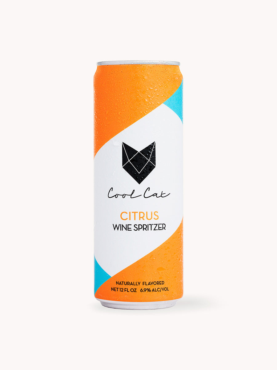 A can of Cool Cat Citrus Wine Spritzer.