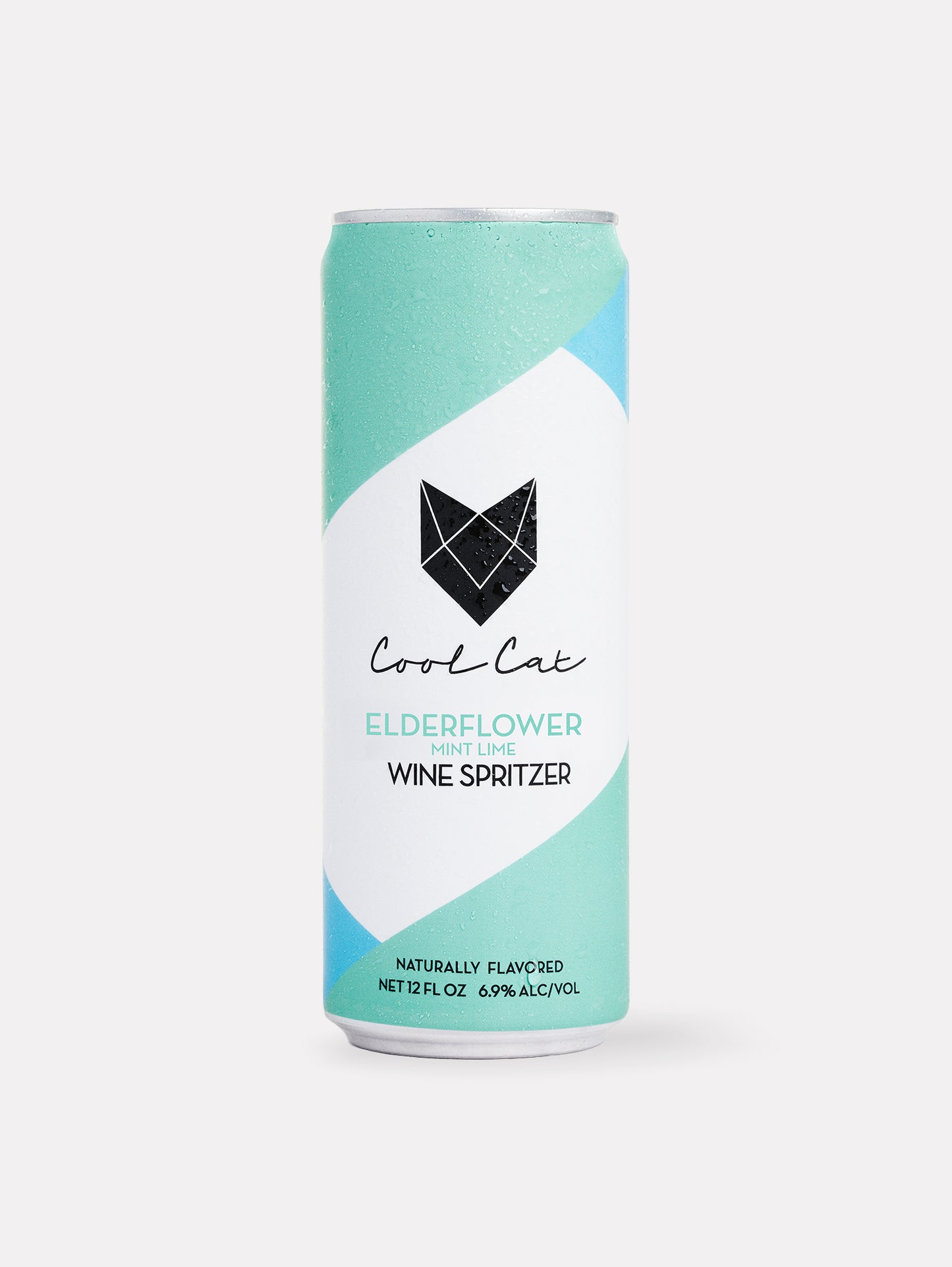 A can of Cool Cat Elderflower Mint Lime Wine Spritzer.