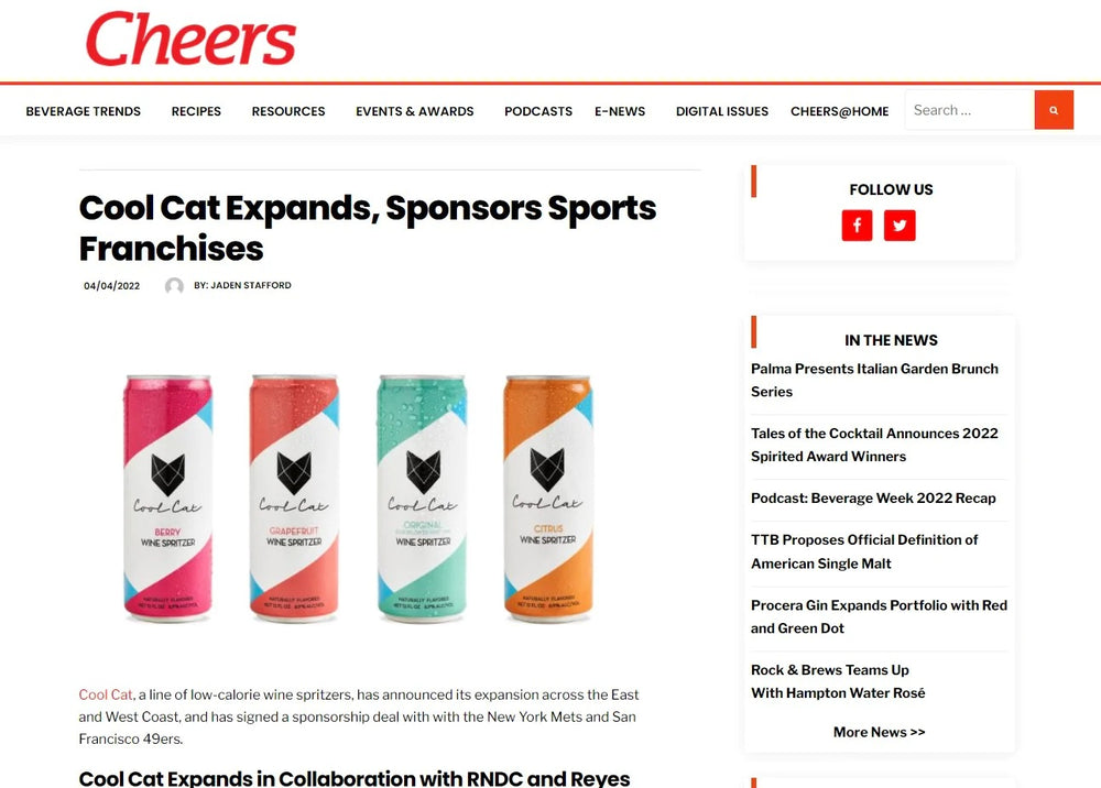 Cheers: Cool Cat Expands, Sponsors Sports Franchises