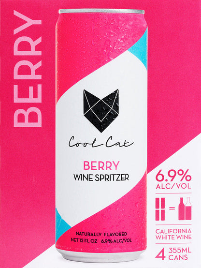 Product photo of a can of Cool Cat Berry Wine Spritzer.